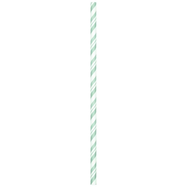 Creative Converting Mint Green Striped Paper Straws, 7.75", 144PK 324505
